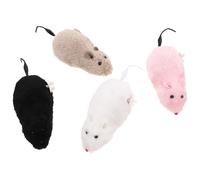 VILLFUL 4 Piezas Juguetes Ratón Peluche con Mecanismo de Cuerda Ratones Realistas y Suaves para Gatos y Perros Entretenimiento Interactivo para Mascotas Interiores Colores Gris Negro