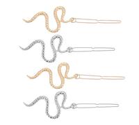 VILLFUL 4 piezas Pasadores de Serpiente de Aleación Decorativos para Halloween Clips para Cabello Elegantes Color Dorado y Plateado Accesorios para Peinados y Trenzas Tocados para Fiesta