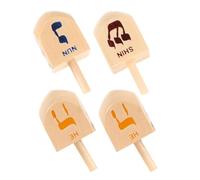 VILLFUL 4 Piezas Peonzas de Madera para Hanukkah Letras Hebreas Juguetes Educativos y Relajantes para Proyectos de Bricolaje y Grupo
