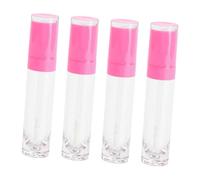 VILLFUL 4 piezas Tubos Pequeños para Brillo de Labios Reutilizables con Diseño Transparente y Forma Redonda Prácticos para Maquillaje DIY y Viajes Paquete de Unidades Rosa