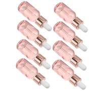 VILLFUL 8 Piezas Botellas con Cuentagotas de Vidrio Translúcido Rosa de Unidades de Dosificadoras Portátiles para Aceites Esenciales Perfumes y Esencias para Viaje y Uso Diario