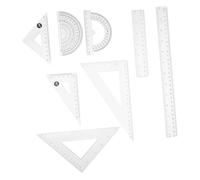 VILLFUL 8 Piezas Geométricas Transparentes para Matemáticas Incluye Transportador Regla y Triángulos Material Plástico Resistente para Medición y Dibujo Aula y Oficina