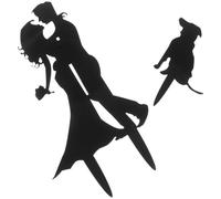 VILLFUL Adorno para Pastel de Boda con Novios Abrazados y Perro Abstracto Figura Decorativa de Hierro Negra de 14 CM Adecuado para Tartas de Compromiso Cumpleaños y Fiestas