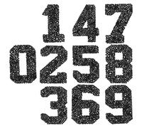 VILLFUL Apliques Termoadhesivos Números 0-9 en Gemas de Imitación Negros, Parches Autoadhesivos para Tela, Kit DIY para Decoración de Ropa y Accesorios, Compatibles Algodón y Poliéster,