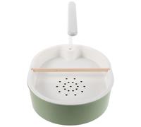 VILLFUL Baño para Pájaros con Bomba Ajustable, Doble Chorro, Bañera Interior Azul Gris Verdoso, Tubo Transparente de 20 Cm, Soporte de Pino 1.5 de Diámetro para Jaulas Pequeñas y Medianas
