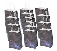 VILLFUL Bolsa de Obsequio de Papel Diseño de Estrellas para Fiestas Temáticas de Espacio, Paquete de 16 Piezas Textura Buena y Forma Delicada para Cumpleaños y Eventos
