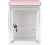 VILLFUL Buzón de Pared de Aleación de Aluminio Pequeño Cerradura Buzón Colgante Rojo Transparente para Sugerencias Quejas y Votación en Interiores y Exteriores Contenedor Seguro para