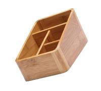 VILLFUL Caja de Almacenamiento de Escritorio de Bambú 4 Compartimentos Organizador de Cosméticos y Mando a Distancia Diseño Compacto y Duradero para Ordenar Oficina y Hogar
