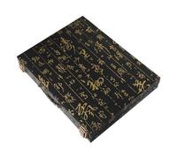 VILLFUL Caja de Almacenamiento de Mahjong de Madera Impresión, Portátil Asa, Tamaño para Fichas de 5.0 Cm, Estuche Multifuncional para Juegos de Mesa y Viaje, Color Natural