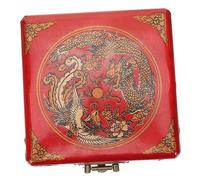 VILLFUL Caja Joyero Antiguo Organizador De Joyas para Chino Cajitas Cofre del Vintage Baratijas Japonesas Joyería Contenedor De Anillos Retro De Madera Rojo