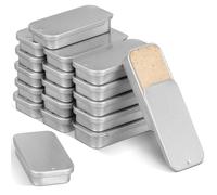 VILLFUL Caja Metálica de Hojalata para Bálsamo Labial 18 Unidades Latas Rectangulares 50X25X10Mm Color Plata Mate Uso Portátil y Familiar