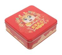 VILLFUL Caja Metálica de Regalo para Año Caja Cuadrada de Hojalata para Dulces Galletas y Chocolates Contenedor Portátil Decorativo para Fiestas y Almacenamiento Festivo