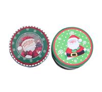 VILLFUL Cajas de Hojalata Redondas para Galletas y Dulces 2 Piezas Navideñas Tarros Portátiles Ligeros y Reutilizables para Guardar Chocolates y Piruletas en Fiestas y Hogares