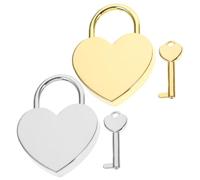 VILLFUL Candados Llave en Forma de Corazón Vintage Juego de 2 Piezas Grandes en Plata y Oro Mini Candados Metálicos para Diarios Maletas y Cajas de Seguridad Obsequio Adecuado para