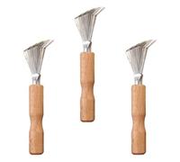 VILLFUL Cepillo Limpiador de Peines 3 Piezas Removedor de Pelos para Cepillos de Cabello Herramienta Portátil de Madera Amarilla Adecuado para Limpieza y Cuidado del Cabello en Casa y