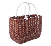 VILLFUL Cesta De Almacenamiento De Plástico Grande Tejida Cesta Multiusos Resistente Color Amarillo Vintage Compra y Organización Del Hogar