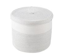 VILLFUL Cesta de Almacenamiento Tejida de Algodón Gran Capacidad Tapa para Ropa y Toallas Color Blanco Solución Ligera para Viajes y Caja de Equipaje