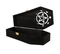 VILLFUL Coffin Shaped Jewelry Box Creative Halloween Storage Box for and Earrings Unique Gothic Wood Container for Snacks and Accessories