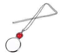 VILLFUL Collar Lupa Portátil Vintage, Lente de Aumento Transparente, Colgante Ligero de Metal Rojo, Joyería Creativa para Mujeres, Obsequio Práctico para Lectura y Costura, Tamaño