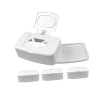 VILLFUL Contenedor de Toallitas Reutilizables de Plástico Blanco para Escritorio y Cochecito, Almacenamiento Conveniente y Liviano, Paquete de 4 Unidades