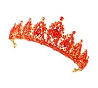 VILLFUL Corona de Pedrería Roja de Aleación Artesanal Tiara de Novia con Cristales de Imitación para Boda y Fiesta Tocado Elegante para Madrinas y Damas de Honor