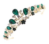 VILLFUL de Novia Gemas de Imitación Oro y Verde Diadema Tiara para Mujer y Niñas Tocado Nupcial Ligero y Resistente Accesorio para Boda y Graduación