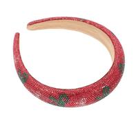 VILLFUL Diadema Navideña Ancha Acolchada Pedrería Barroca Diadema de 3 CM Esponja Gruesa Tocado Festivo Cristales para Mujer y Niña Accesorio Antideslizante para Fiestas de Navidad