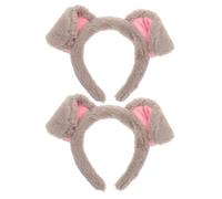 VILLFUL Diademas Orejas de Perro para 2 Piezas, Accesorio de Peluche Gris de Tela de Conejo, Diadema de Cosplay y Spa para Fiestas, Halloween y Decoración Infantil