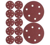 VILLFUL Discos de Lijado Redondos Autoadhesivos 5 Pulgadas 6 Agujeros 100 Unidades Almohadillas de Lija Flocadas Grano 80 para Lijadora Neumática Pulido y Acabado Industrial