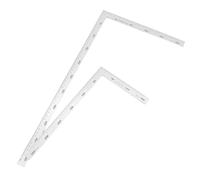 VILLFUL Escuadra Metálica de Carpintería de Acero Inoxidable 2 Piezas 90 Grados Regla Geométrica Multifuncional 300X150 MM y 500X250 MM para Medición Precisa Construcción y Bricolaje