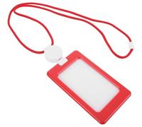 VILLFUL Funda Porta Credencial Vertical con Cordón Rojo y Blanco Protector de Tarjetas Identificativas para Oficina y Escuela Tarjetero con Ventana Transparente para Escaneo Resistente