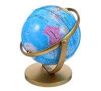 VILLFUL Globo Terráqueo Decorativo Giratorio de 20 Cm con Soporte Dorado, Globo para Escritorio Educativo y Oficina, Mapa Político Detallado con Océanos y Capitales, Decoración para Sala
