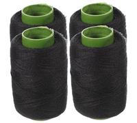 VILLFUL Hilo De Coser Para Pelucas y Acolchado, 4 Carretes Negros De Poliéster, Alta Resistencia y Baja Pelusa, Para Costura Manual y Máquina, Uso Doméstico y Comercial