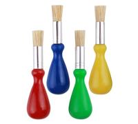 VILLFUL Juego de 4 Pinceles de Acuarela para Pequeños, Mango Corto de Plástico, Cerdas de Cerda de Cerdo, Pinceles Redondos para Manualidades y Pintura Escolar, Kit para Actividades