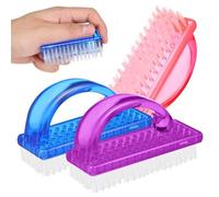 VILLFUL Juego de 6 Cepillos Limpiadores de Uñas de Plástico Tamaño Grande Colores Rosa Azul y Morado para Manicura y Pedicura Hogar y Salón