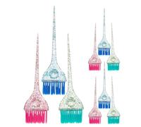 VILLFUL Juego de 9 Brochas para Teñir el Cabello Aplicador de Tinte con Mango Ergonómico Plástico Resistente Colores Azul Rosa y Verde Adecuado para Mechas Balayage y Uso