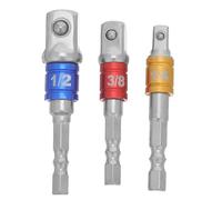 VILLFUL Juego de Adaptadores de Impacto 1/4, 3/8 y 1/2 con Vástago Hexagonal y Soporte, Adaptadores de Enchufe para Taladro Eléctrico, Codificación por Colores para Bricolaje