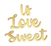 VILLFUL Juego de Letreros de Madera Dorada Love Is Sweet para Decoración de Mesa de Recepción de Boda, Letras Grandes para Fiesta, Decoración Rústica y Romántica, Adecuado para Despedidas