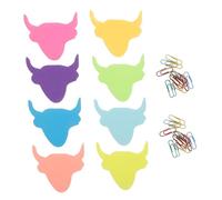 VILLFUL Juego de Notas Adhesivas Estampado de Vaca y Clips de Papel Metálicos, Cuaderno de Notas Pequeño y Compacto para Oficina, Escuela y Organización, Pack de 8 Cuadernos y 24 Clips de