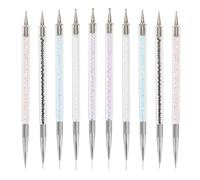 VILLFUL Kit 5 Pinceles Doble Punta para Uñas Herramienta para Punteado y Bolígrafo Delineador Adecuado para Salón de Uñas y Nail Art Profesional para Dibujar Flores y Colocar Gemas de