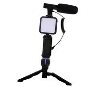 VILLFUL Kit de Fotografía Móvil con Luz LED Relleno Estable y Micrófono Soporte para Smartphone para Streaming y Grabación de Vídeo Profesional