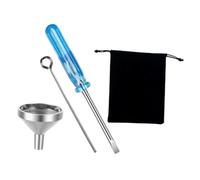 VILLFUL Kit De Llenado De Embudos para Urna De Cremación Acero Inoxidable Mini Embudo Compacto Destornillador Azul y Bolsa De Fieltro para Joyería De Cenizas y Urnas Pequeñas