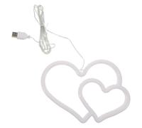VILLFUL Letrero de Neón Forma de Doble Corazón USB Lámpara LED Rosa y Cálida para Decoración de San Valentín Bodas y Dormitorios Luz Ambiental para Mesas y Paredes Diseño Compacto y