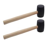 VILLFUL Mazo de Goma Mango de Madera Pequeño, 2 Piezas, Herramienta Manual para Carpintería, Camping y Pavimentación, Cabeza de Goma Resistente Que Protege Superficies, Uso