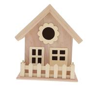 VILLFUL Nido De Pájaros De Madera Creativa Doble Ventana y Entrada Amplia, Casita Estilo Cabaña Sin Terminar para Decoración De Jardín, Adecuado para Pájaros Pequeños y Aves Domésticas