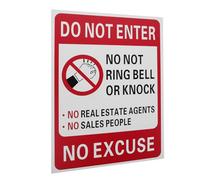 VILLFUL No Soliciting Door Sign Adhesive No Trespassing Warning Label Do Not Knock Ring Bell Plastic Safety Sign For Home And Office