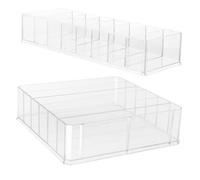 VILLFUL Organizador de Almacenamiento Multifuncional para Escritorio y Caja Registradora Bandeja Acrílica 2 Piezas 1 Grande de 6 Compartimentos Desmontables 1 Pequeña de 8