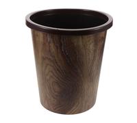 VILLFUL Papelera Redonda de Plástico con Diseño de Madera Cubo de Basura con Anillo Presionador Extraíble para Oficina Dormitorio y Baño Capacidad