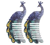 VILLFUL Peines Laterales Cabello de Acetato Diseño de Pavo Real, Set 2 Unidades, Peinetas Pequeñas para Recogidos y Trenzas Francesas, Antiestáticos y Portátiles para Uso Diario