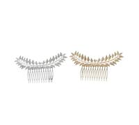 VILLFUL Peines Metálicos Cabello Diseño de Hojas Huecas 2 Piezas Colores Dorado y Plateado Accesorios Laterales para Niñas Horquillas Decorativas para Peinados Diarios y Fiestas